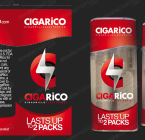 Diseño de Sticker para packaging plástico de cigarrillo electrónico Cigarico. (Rep. Dominicana)