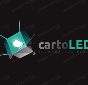 Diseño de logo para empresa dedicada a la fabricación de PLV utilizando como materiales principales el Cartón combinado con circuitos electrónicos de iluminación con tecnología LED's. (España)