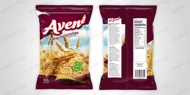 Diseño de Packaging para producto cereal de avena. (Rep. Dominicana)