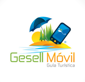 Diseño de logo para Guía Turística Móvil, una app para celulares con Java, Iphone y Android que contiene información de interés con atractivos a visitar para el turista y una serie de rubros comerciales con avisos publicitarios. El producto se llama “Gesell Móvil” y es la guía turística y comercial de la Ciudad de Villa Gesell, Provincia de Buenos Aires, Argentina.