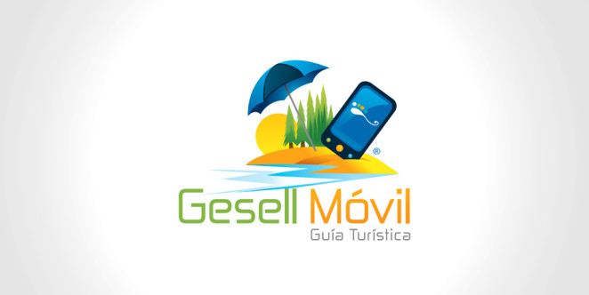 Diseño de logo para Guía Turística Móvil, una app para celulares con Java, Iphone y Android que contiene información de interés con atractivos a visitar para el turista y una serie de rubros comerciales con avisos publicitarios. El producto se llama “Gesell Móvil” y es la guía turística y comercial de la Ciudad de Villa Gesell, Provincia de Buenos Aires, Argentina.