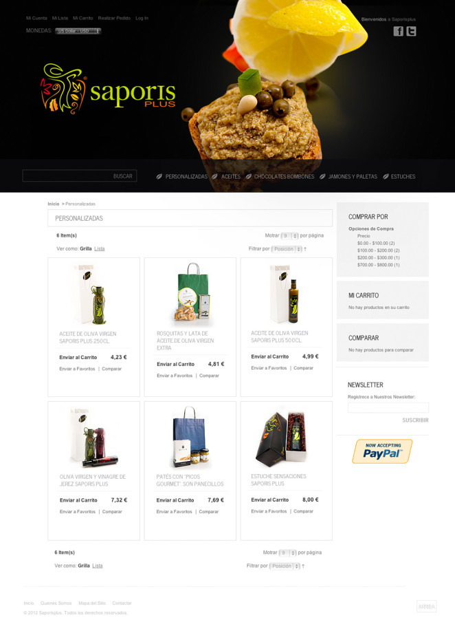Diseño de web site ecommerce para empresa dedicada a comercializar productos alimentarios de calidad y/o productos cosméticos elaborados a partir de Aceite de Oliva (aceituna) o de Vino (uva). (España)