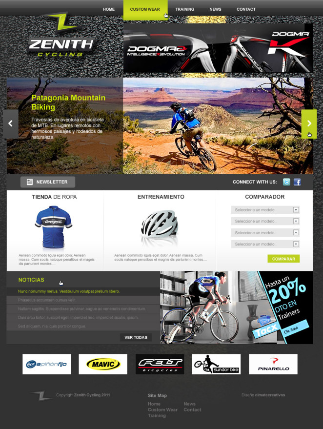 Diseño de web site autogestionable para empresa dedicada a ofrecer servicios a ciclistas y clubs ciclistas como campus de entrenamiento, turismo en bicicleta, organización de eventos deportivos y personalización de equipaciones. (Inglaterra)