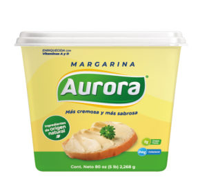 Diseño de logo y empaque para producto Margarina Aurora.